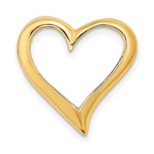 14k Yellow Gold Large Floating Heart Slide Pendant Gift For Women