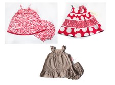 NWT Girls Dress 3m 6m NEW white pink brown Chaps First Moments  Rare summer