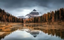Landscape italy nature fall reflection dolomites lake Custom Gaming Mat Desk