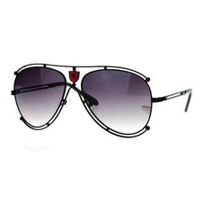 Khan Pilot Sunglasses Double Rim Designer Fashion Unisex Shades Black