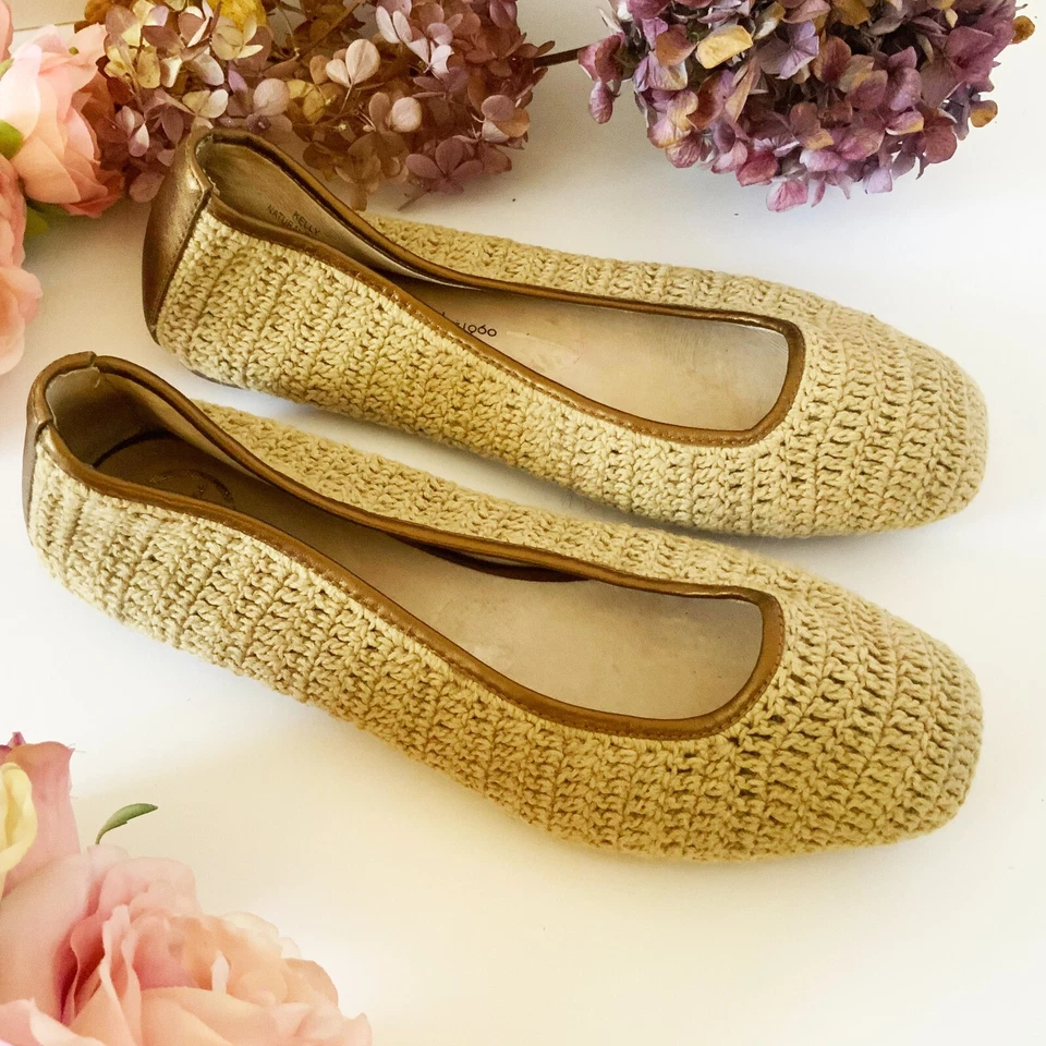 HOUSE OF HARLOW 1960 KELLY Natural and Bronze size 38.5 Flat Shoes Foto 3 de 4