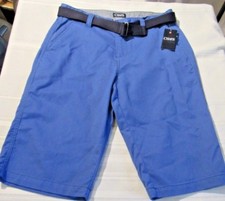 CHAPS YOUTH BOYS BLUE FLAT FRONT BELTED SHORTS SIZE 18 NWT