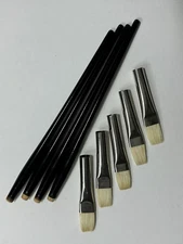 12 White Bristle Flat Paint Brushes #7 & 6 Handles Oil / Acrylic, New, Hog Hair