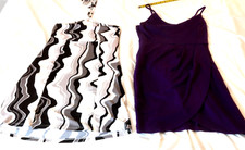 2 Ladies Dresses New Size S & M See Measurements Stretch Purple Black Gray White