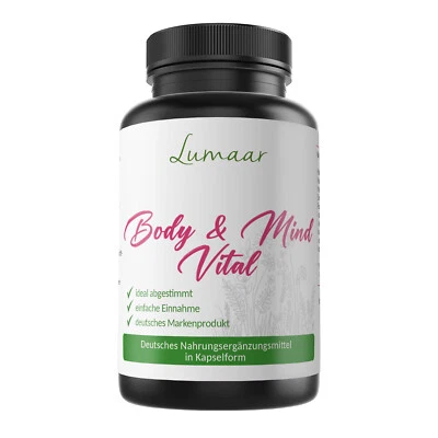 LUMAAR Body & Mind - Kapseln mit Vitamine C, D, E + Astaxanthin + Curcumin + Omega3 us