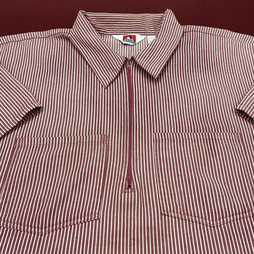 Ben Davis Striped Maroon Work Shirt | eBay