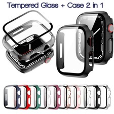 For Apple Watch Series8 7 PC Full Cover Case Hard Glass Screen Protector 41/45MM