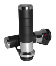 Koso North America Ax068M10 Chrome Titan-X Heated Grips Harley Cable Throttle AX