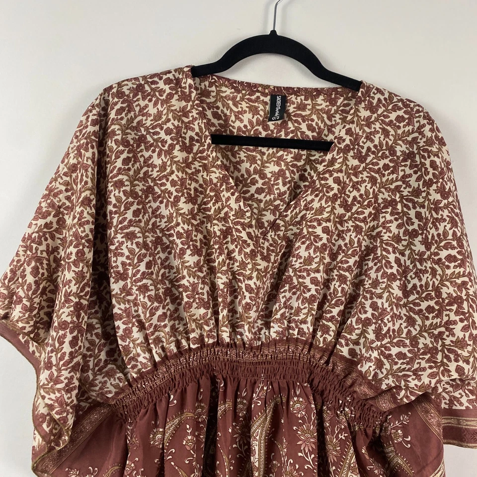 Blusa Sacred Threads Talla OS Floral Cachemira Campesina Top Boho Cintura Calada Foto 2 de 4