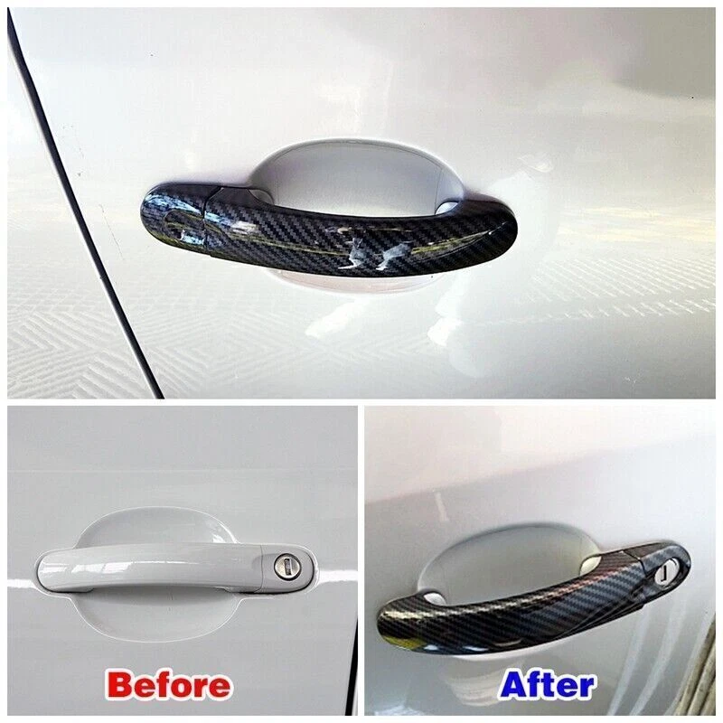 Cubiertas de manija de puerta de coche cromo carbono para Volkswagen MK5 Golf 5 2003-2009 Foto 3 de 4