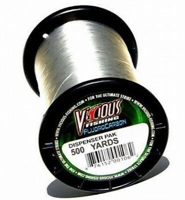Vicious Fluorocarbon Fishing Line Clear Sizes 4, 6, 8, 10, 12, 15, 17 lb  500 yd