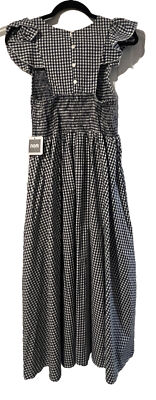 Nom Maternity Harper Smocked During + After Dress - Navy Gingham Adorable Summer NWT Gingham NOM Harper Maternity Maxi Dress Size M | eBay