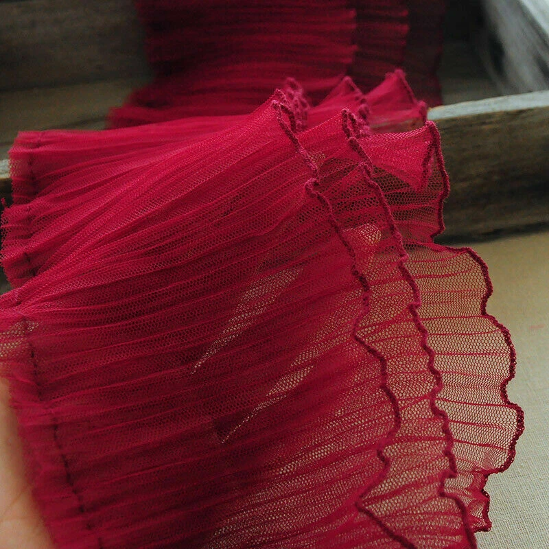 2Meter Solid Tiered Lace Edge Frilly Layered Pleated Mesh Ruffle Trims for DIY - image 4 of 4