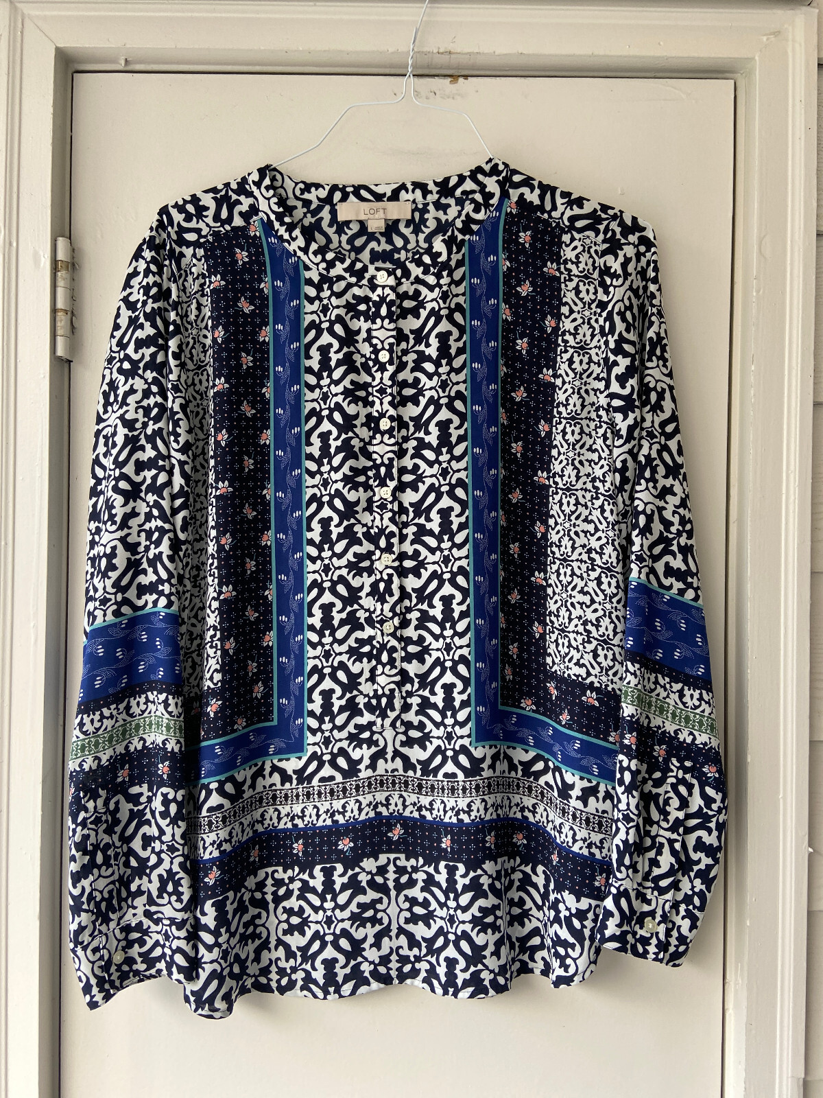 Womans LOFT Multicolor Half Button Blouse -  Size… - image 1
