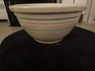 McCoy Ceramic Large 12” Blue Pink Stripe Serving Bowl Pasta Dish Oven Proof 1970