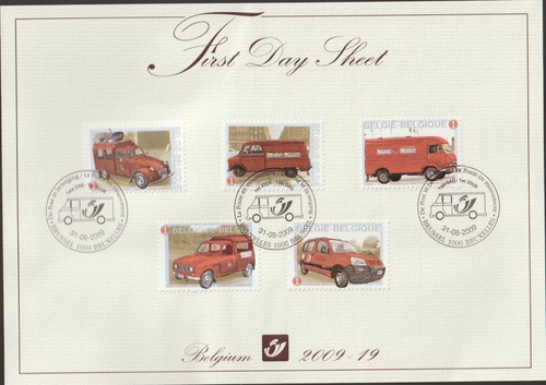 Belgium First Day Sheet 2009-19 Mi 3969-3973 Postal Vehicles - Old & New Vans fr