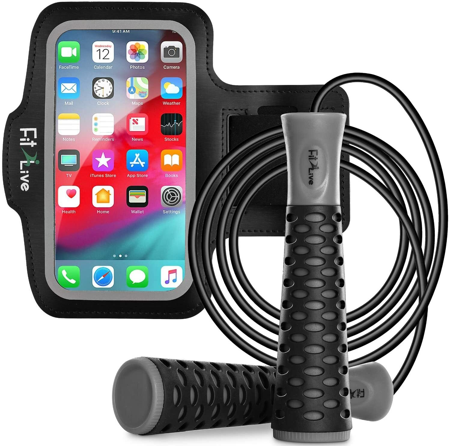 Jump Rope + Armband, Adjustable and Comfortable Rubber Handles for Endurance Wor