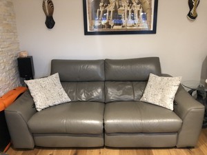 Furniture Village Leather Sofa Grey Armchair Set Ebay