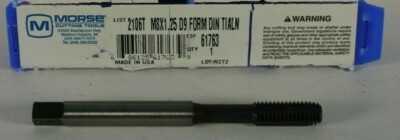 61763 Morse Cutting Tools List 2106T  M8 x 1.25 D9 Form Tap Tialn 