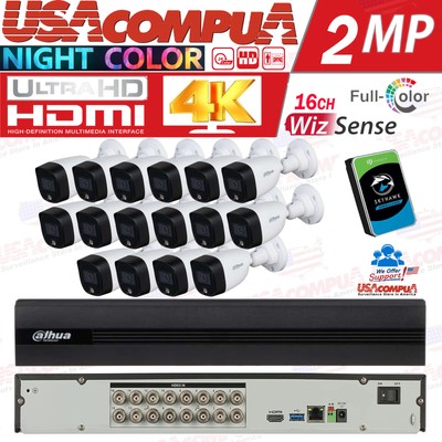 Dahua Security Camera System HD Kit 16CH Turbo 2MP Bullet Full Color  (W /HDD )