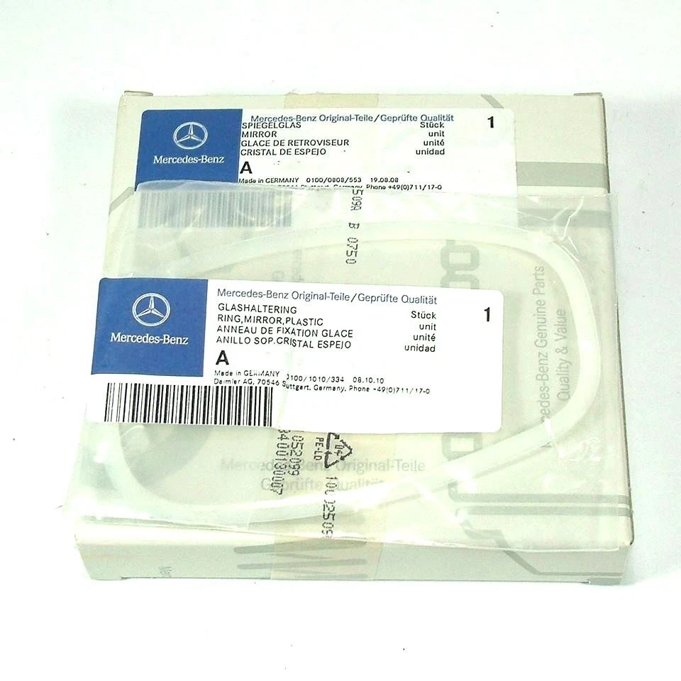 Kit de anillo de retención de vidrio y plástico para espejo retrovisor exterior genuino Mercedes 1954-67 Foto 3 de 4