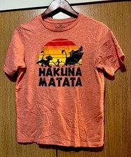 Disney The Lion King Hakuna Matata Kids XL Orange Graphic Short Sleeve Shirt