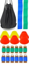 12 Player Flag Football Set 24 Flags 12 Blue Green 60” belt 6 Cones Travel Bag