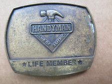 Vintage 90s Handy Man Life Member Belt Buckle Construction