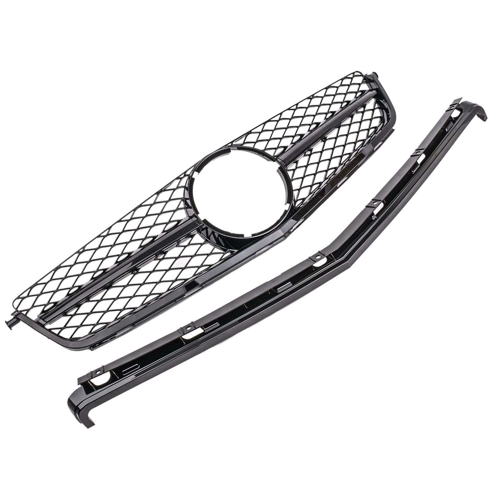 für Mercedes SPORT LOOK Grill W204 C63 AMG 07-11 GLANZ SCHWARZ Kühlergrill Front