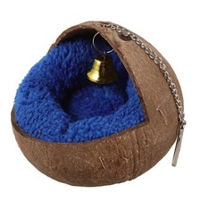 1 Set Reusable Natural Coconuts Bird Nest with Plush Pad Hanging Parrot House