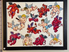 American Traditional Tattoo Flash Art Framed 11x14 Ready-to-Hang 3 Devil Baby