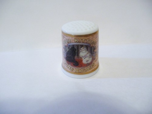 THIMBLE HANDCRAFTED FP FRANKLIN MINT '92 'ADVERTISING CATS'  "OUR KITTIES..... " - Picture 2 of 6