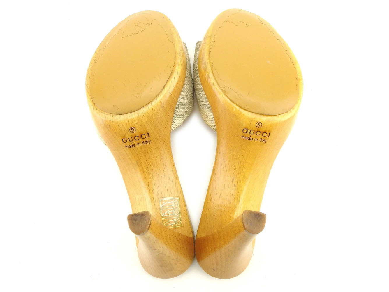 GUCCI Mule Brand Mule Mule Shoes Shoes Beige ♯35 Half C Sandals Canvas x Leather thumbnail 6