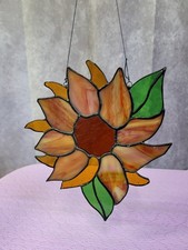 Vintage Stained Glass Sunflower Hanging Window Art
