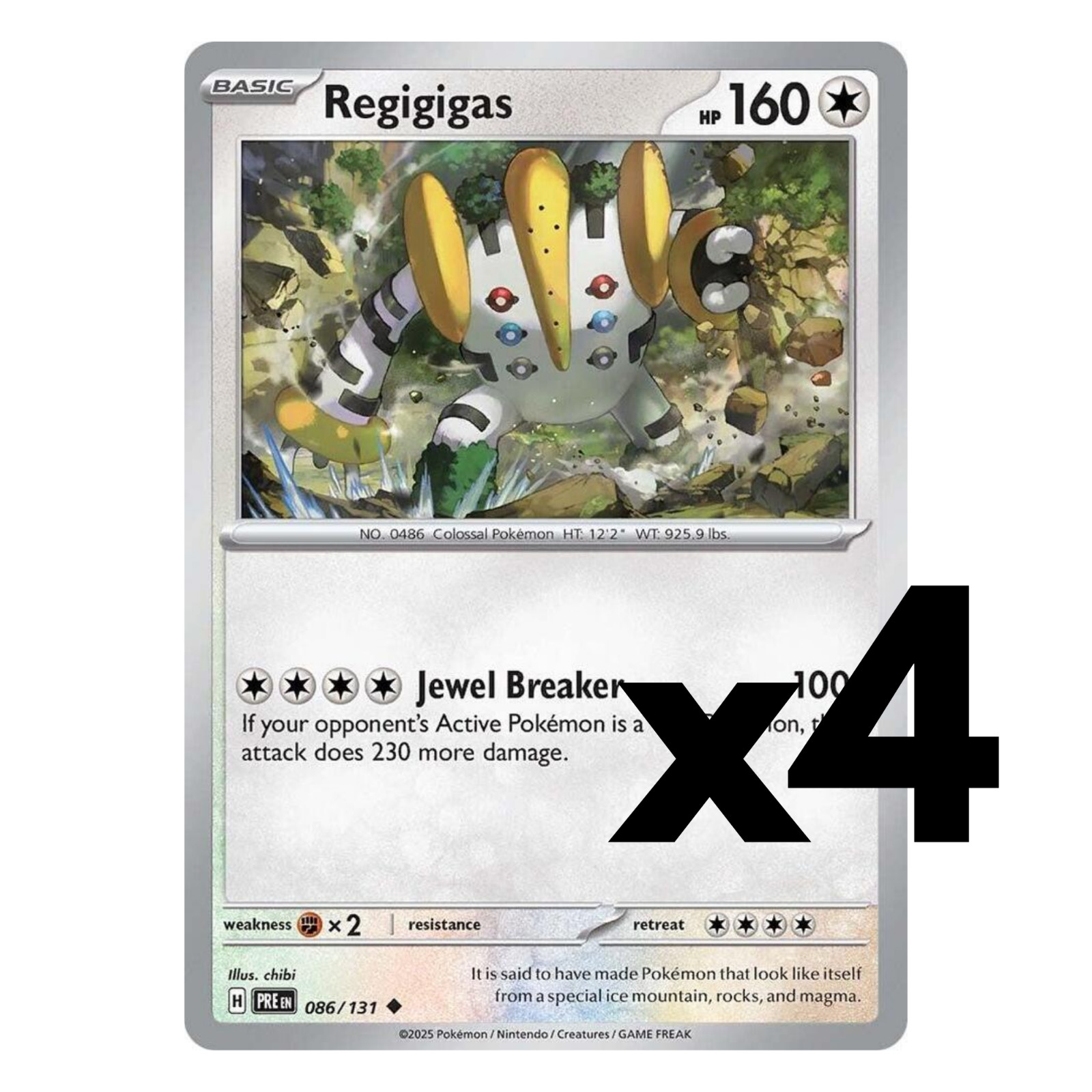 4x Regigigas - 086/131 - SV: Prismatic Evolutions (PRE) Pokemon Playset x4