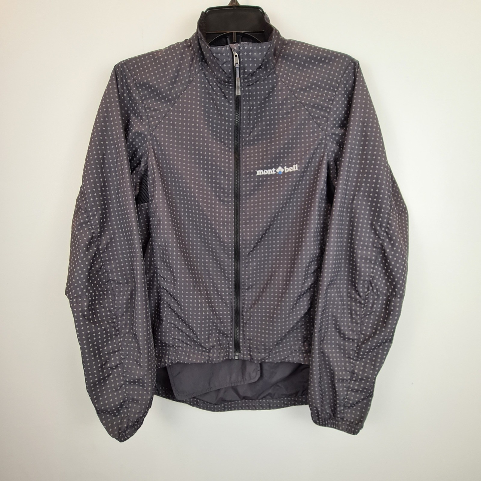 Montbell Reflec Packable S Gray Cross Print Cycling Windbreaker Jacket 1130311