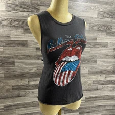 ROLLING STONES Graphic Print Crewneck Black Sleeveless T-Shirt Women's Size L