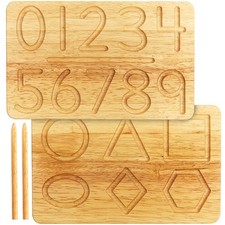 Wood Number Tracing Board - Montessori Numbers and Shapes Complements Wooden ...