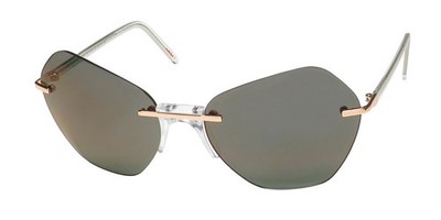 NEW ANDY WOLF CALLA SUNGLASSES GEOMETRIC 59-18-135 RIMLESS F WOMENS GOLD FRANCE