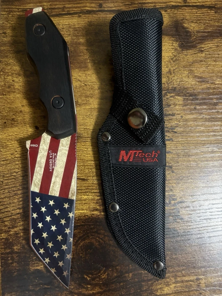 Funda de cuchillo fija MTech American Flag inoxidable Full Tang Tanto - Nueva sin caja Foto 2 de 2