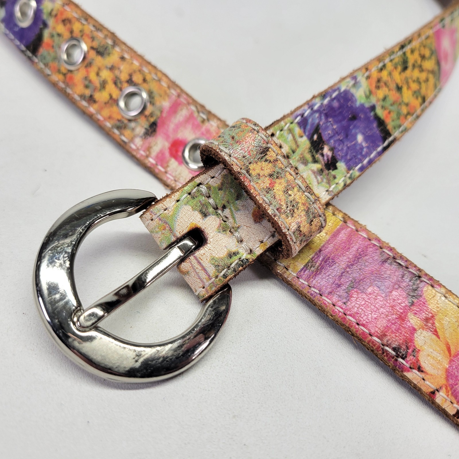 Rolfs Leather Belt 34 Large Patchwork Flower Flor… - image 3