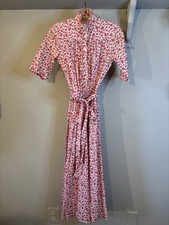 VTG LAURA ASHLEY Pink Floral Short Sleeve Shirt Dress 6 Great Britain 80 s
