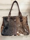 Bolso de hombro de cuero Saddle Barn Hair On Hide Roswell casi nuevo Rodeo Tack
