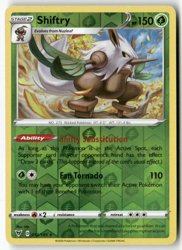Shiftry 012/185 Rare Vivid Voltage Pokemon Reverse Holo LP