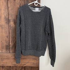 Marine Issue Mens 7gg Cotton Knit Large Made In USA navy Blue Pullover Sweater