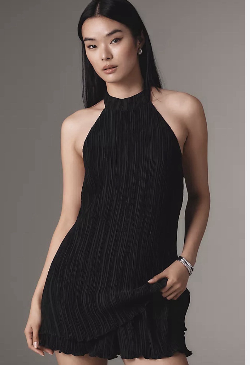 Anthropologie Maeve Black Pleated Romper Halter Open Back Womens Size 10 Summer