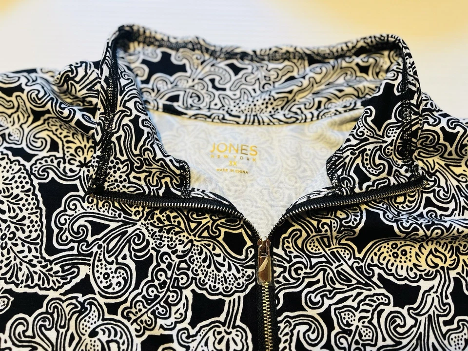 JONES NEW YORK Women’s Sweatshirt/Jacket Sz 3X Paisley Pockets Full Zip - Image 3 of 4
