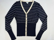 Urchin by Mark Eisen Women's Cardigan Size SM 85% Silk 15% Cashmere Striped Y2K