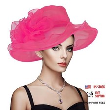 Derby Hats for Women 2025 Equestrian Derby Tea Party One Size Hot Pink