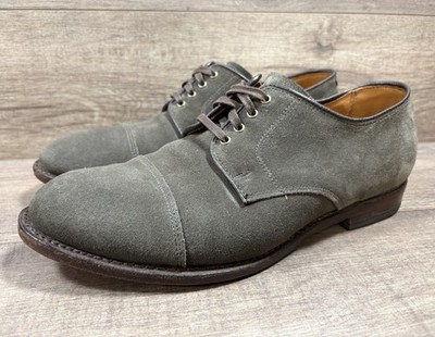 Allen Edmonds Barrett Gray Suede Lace Up Dress Shoes Mens Size 8.5 3E Wide